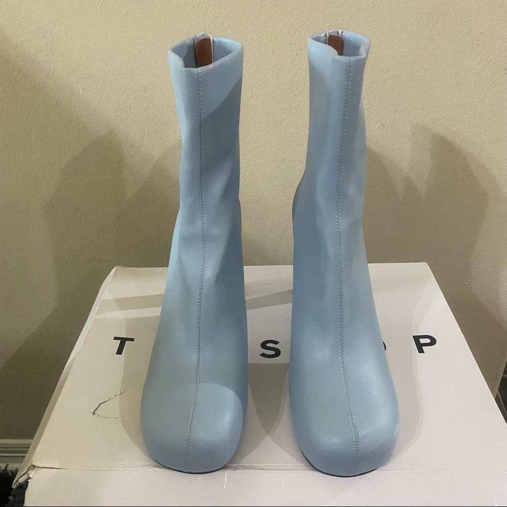 Topshop Harri Platform High Heeled sock Party Blogger Women Boots in Sky boots - Picture 5 of 11